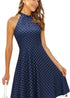 Women's Boho Stand Neck Off Shoulder Sleeveless Dress